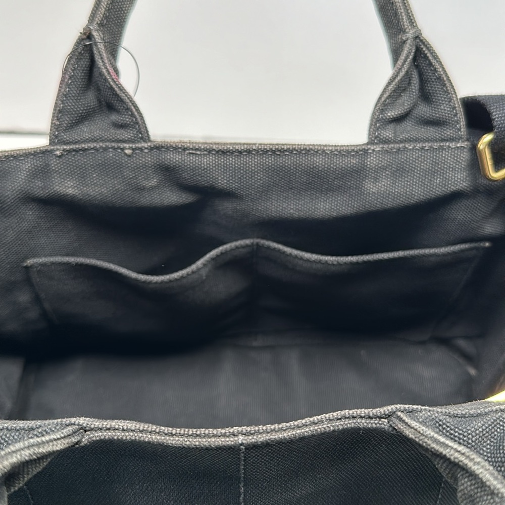 Authentic PRADA Canapa Bijoux Denim Tote/Crossbody- Black - Picture 13 of 17